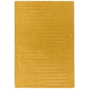 Form Modern Geometric Plain Linear High-Density Heavyweight Hand Carved Wool 3D Hi-Low Ridged Ochre Rug-Asiatic Carpets-Rug Love - The Most Loved Rug Store